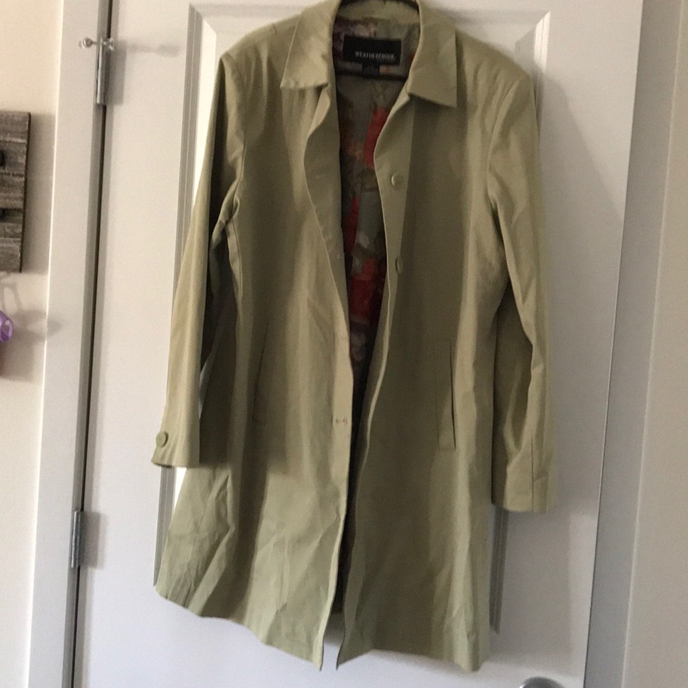 Green rain coat